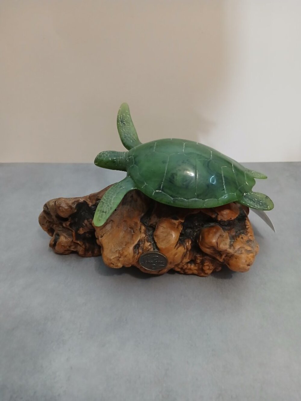 John Perry Green Turtle on Burlwood Sculpture